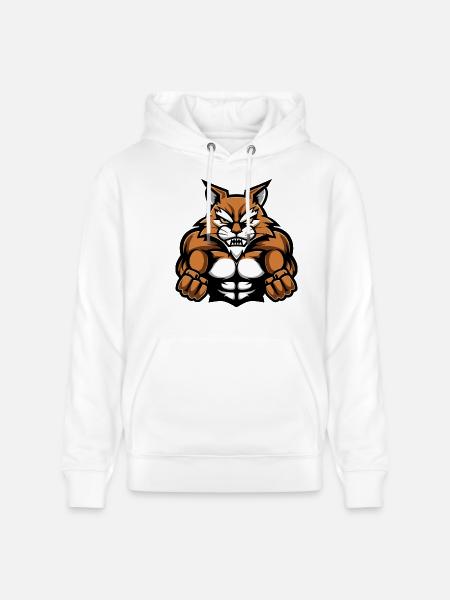 Cat Muscles Workout - Stanley/Stella CRUISER Unisex Organic Hoodie - white