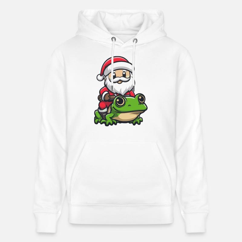 grenouille Père Noël dessin animé - Sweat à capuche bio CRUISER Stanley/Stella Unisexe - blanc