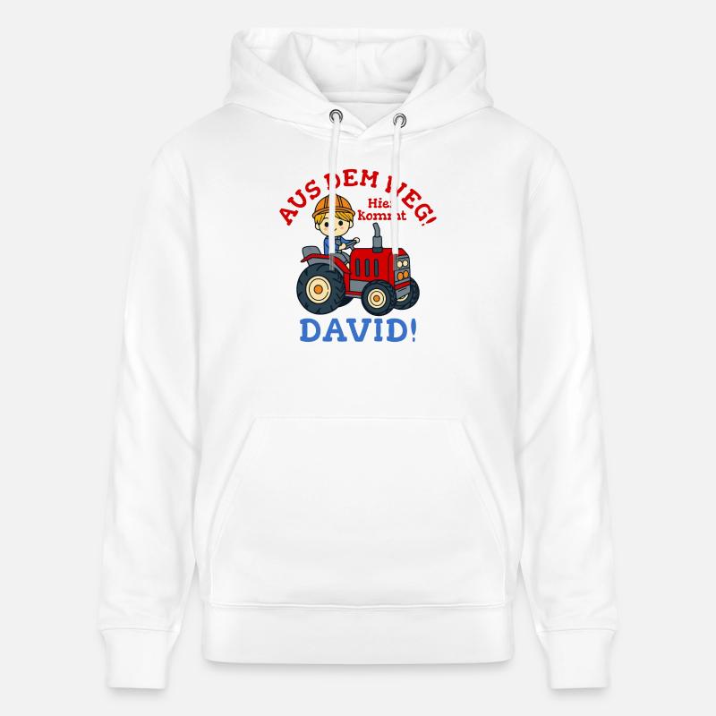 David Nom Tracteur - Sweat à capuche bio CRUISER Stanley/Stella Unisexe - blanc