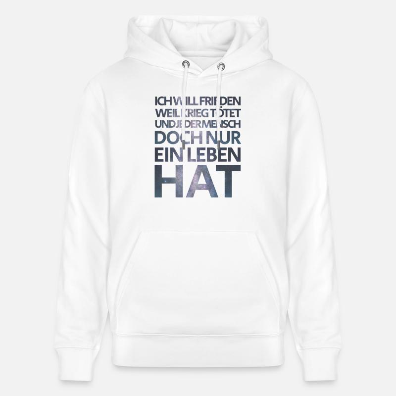 Ich will Frieden - Stanley/Stella Unisex Bio-Hoodie CRUISER  - Weiß