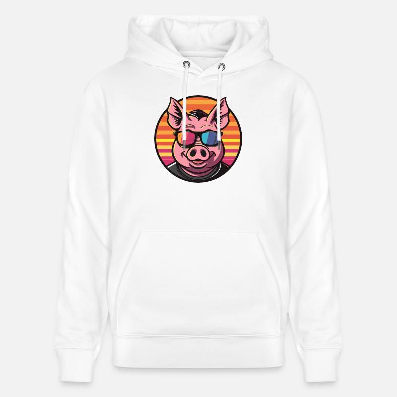 Cochon Bande Dessinée Été Cool - Sweat à capuche bio CRUISER Stanley/Stella Unisexe - blanc