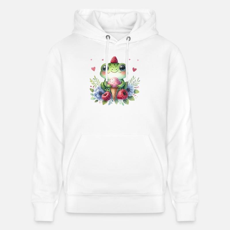 Grenouille mignonne aquarelle - Sweat à capuche bio CRUISER Stanley/Stella Unisexe - blanc