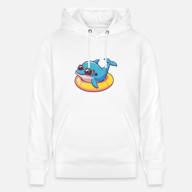 Dauphin Bande Dessinée Cool - Sweat à capuche bio CRUISER Stanley/Stella Unisexe - blanc