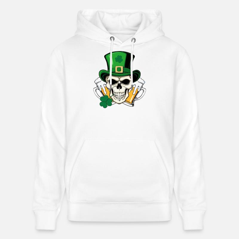 Crâne San Patrick Day - Sweat à capuche bio CRUISER Stanley/Stella Unisexe - blanc