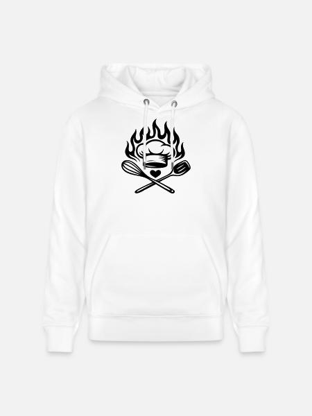 Cooking with heart and flame - Küchenliebe - Stanley/Stella CRUISER Unisex Organic Hoodie - white