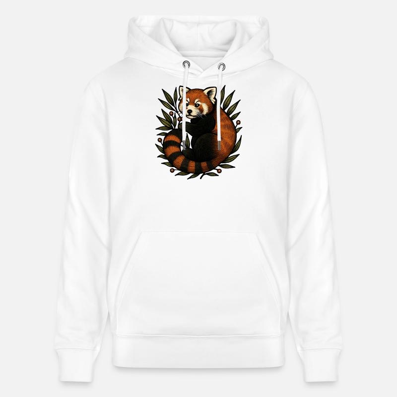 Panda rouge dans le feuillage - Sweat à capuche bio CRUISER Stanley/Stella Unisexe - blanc