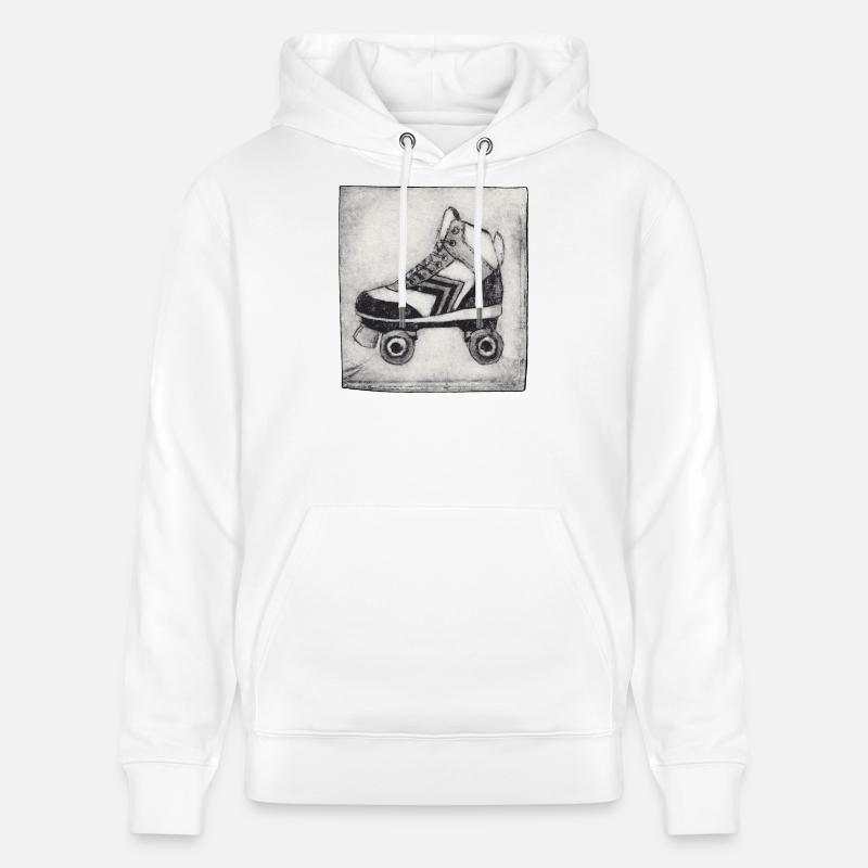 Retro Rollschuh - handgeschnitzte Druckvorlage - Stanley/Stella Unisex Bio-Hoodie CRUISER  - Weiß