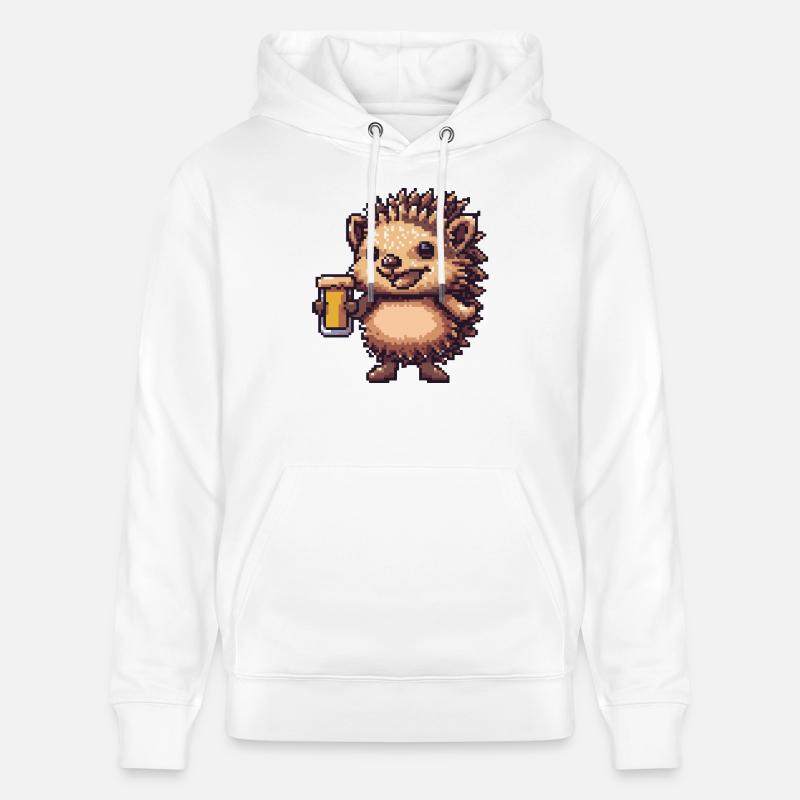 Igel Bier Pixel - Stanley/Stella Unisex Bio-Hoodie CRUISER  - Weiß