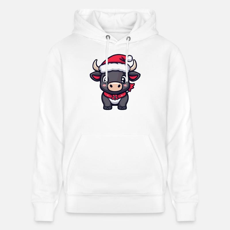 Taureau Noël mignon - Sweat à capuche bio CRUISER Stanley/Stella Unisexe - blanc