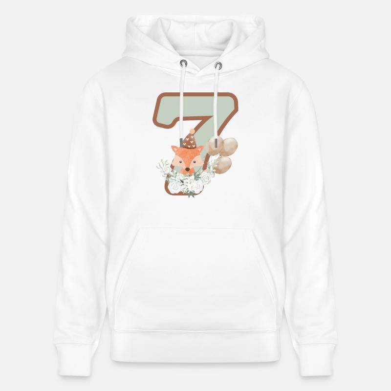 7e anniversaire renard fleurs - Sweat à capuche bio CRUISER Stanley/Stella Unisexe - blanc