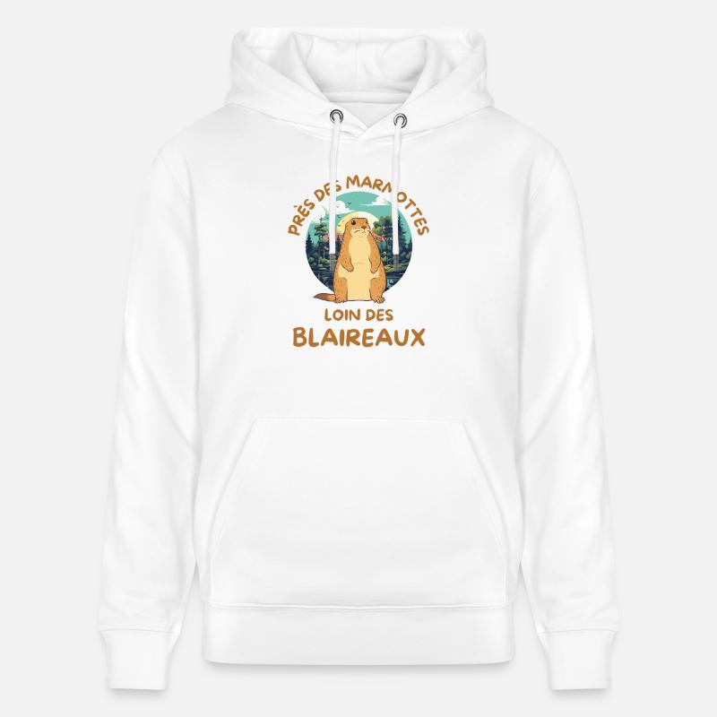 Humour marmotte - Sweat à capuche bio CRUISER Stanley/Stella Unisexe - blanc
