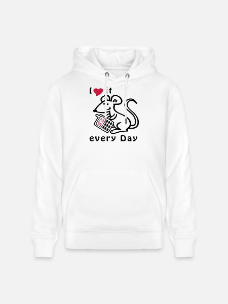 Mobile Phone, Mouse, Chat - Stanley/Stella CRUISER Unisex Organic Hoodie - white