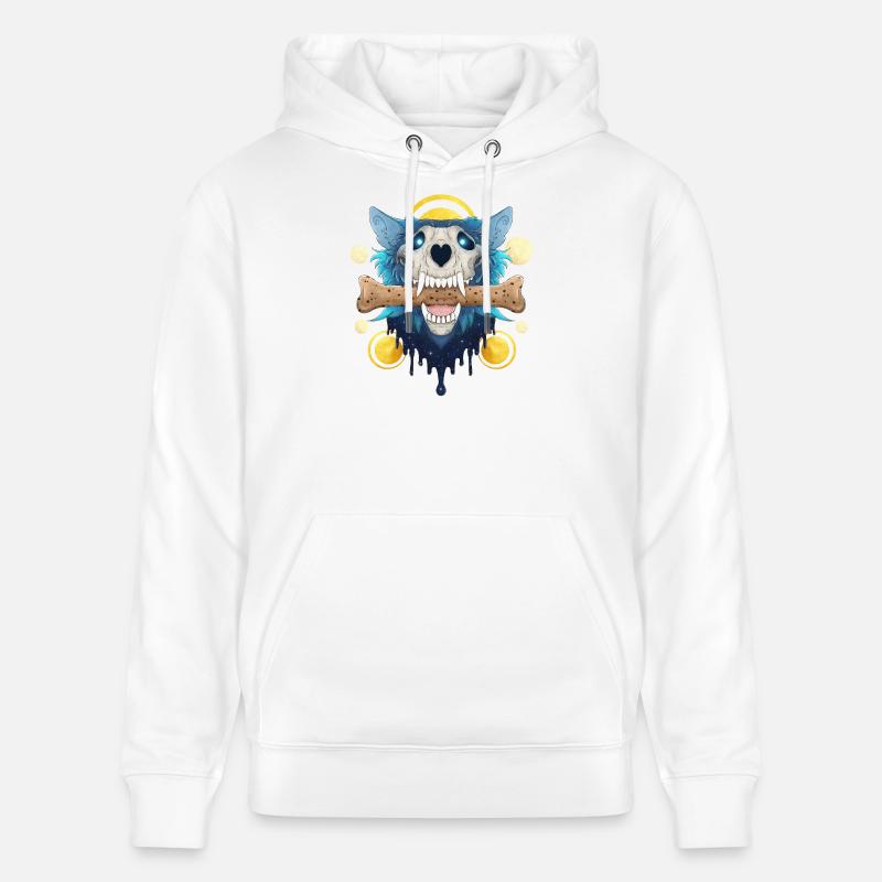 Hellhound Skull Gold - Dämonischer Wolf & Keksknochen - Stanley/Stella Unisex Bio-Hoodie CRUISER  - Weiß