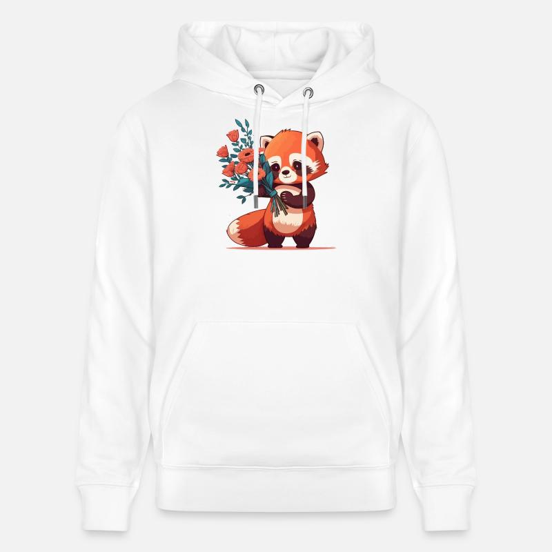 Panda roux à fleurs - Sweat à capuche bio CRUISER Stanley/Stella Unisexe - blanc