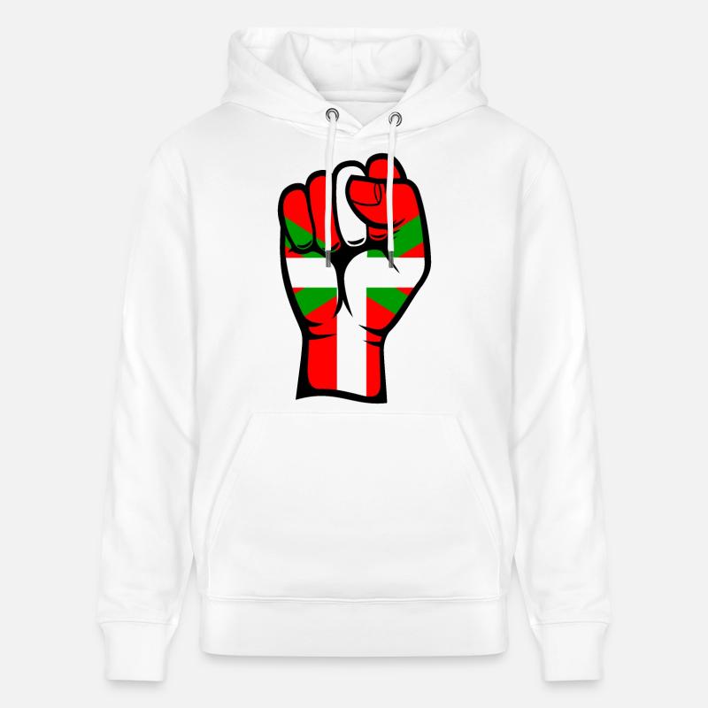 Poing drapeau basque - Sweat à capuche bio CRUISER Stanley/Stella Unisexe - blanc