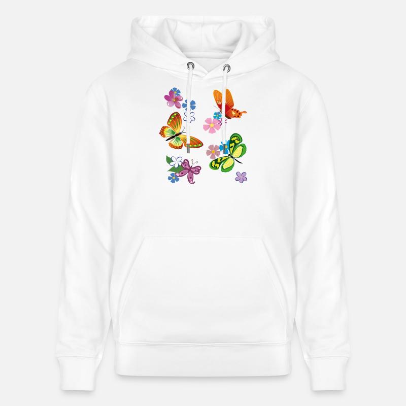 Fleurs, Fleurs, Papillon - Sweat à capuche bio CRUISER Stanley/Stella Unisexe - blanc
