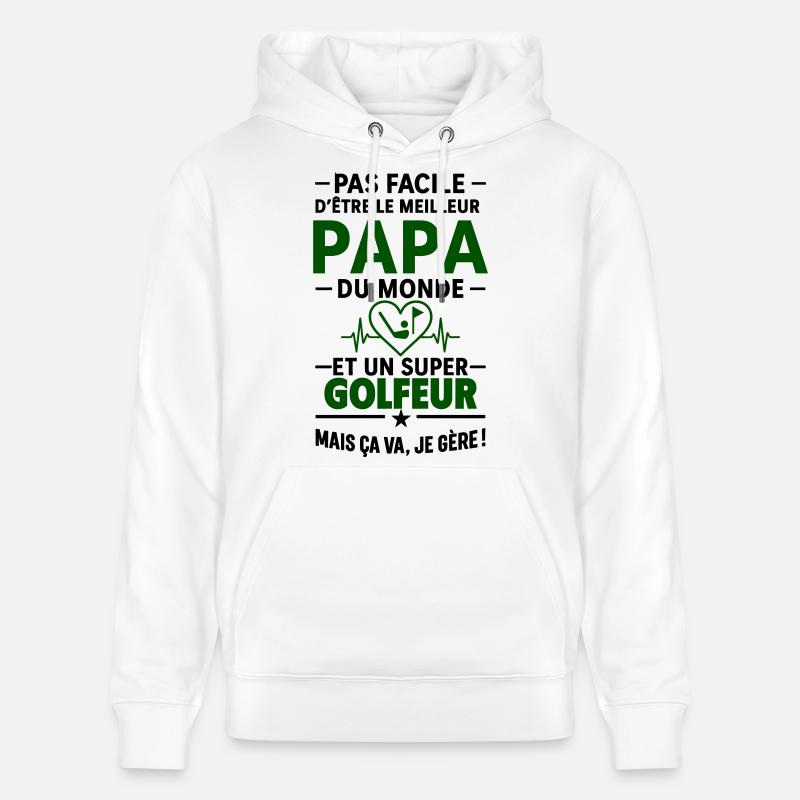 Herz + Golf – Super Papa Golfer - Stanley/Stella Unisex Bio-Hoodie CRUISER  - Weiß