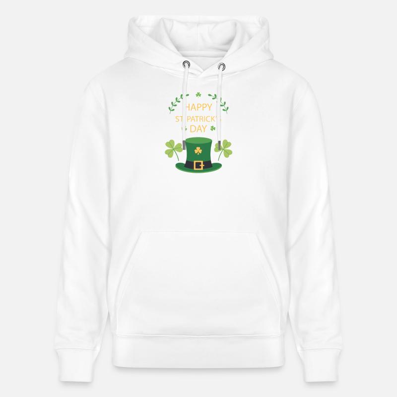 Chapeau Vert Saint Patrick - Sweat à capuche bio CRUISER Stanley/Stella Unisexe - blanc