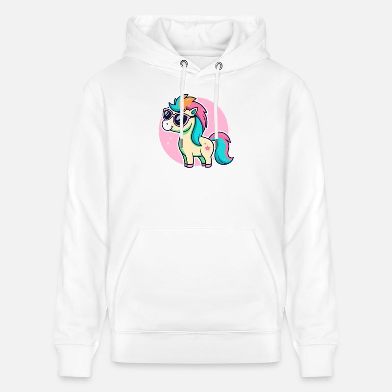 Rainbow Pony Glam-Brille - Stanley/Stella Unisex Bio-Hoodie CRUISER  - Weiß