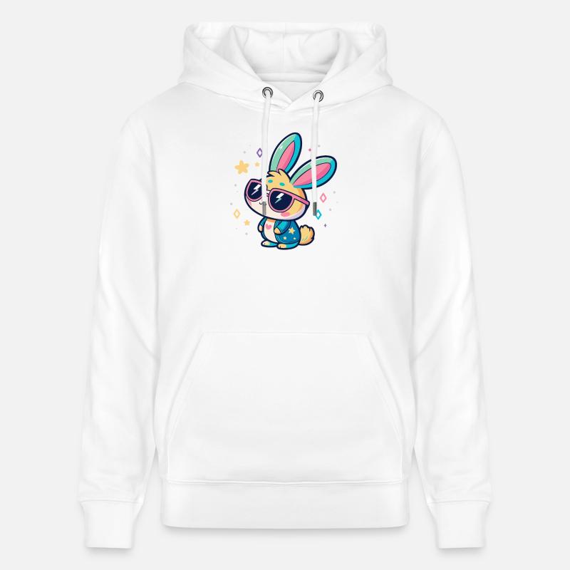 Lapin pastel lunettes de soleil pop - Sweat à capuche bio CRUISER Stanley/Stella Unisexe - blanc