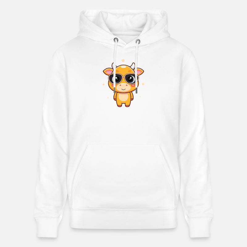 Vache chic avec lunettes noires - Sweat à capuche bio CRUISER Stanley/Stella Unisexe - blanc