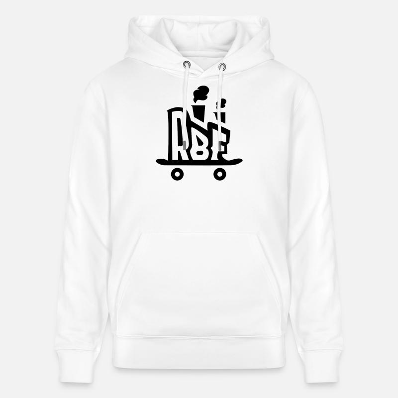 Logo de l’usine Roller Board Noir - Sweat à capuche bio CRUISER Stanley/Stella Unisexe - blanc