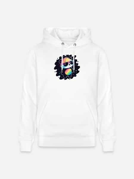 Panda Rainbow Galaxy Cool Glasses - Stanley/Stella CRUISER Unisex Organic Hoodie - white