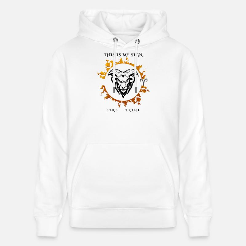 Mój znak Baran - Ekologiczna bluza z kapturem typu unisex Stanley/Stella CRUISER  - biały