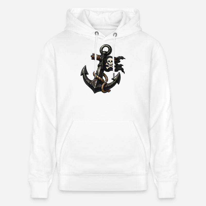Ancre de pirate avec crâne - Sweat à capuche bio CRUISER Stanley/Stella Unisexe - blanc
