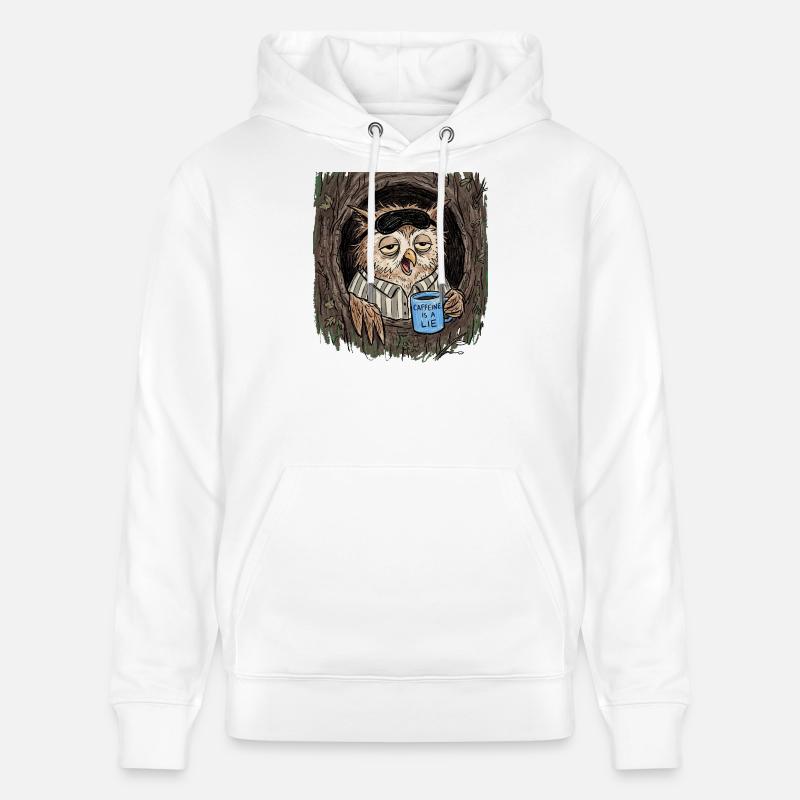 Caffeine is a Lie Eule Coffee - Stanley/Stella CRUISER Unisex Organic Hoodie - white