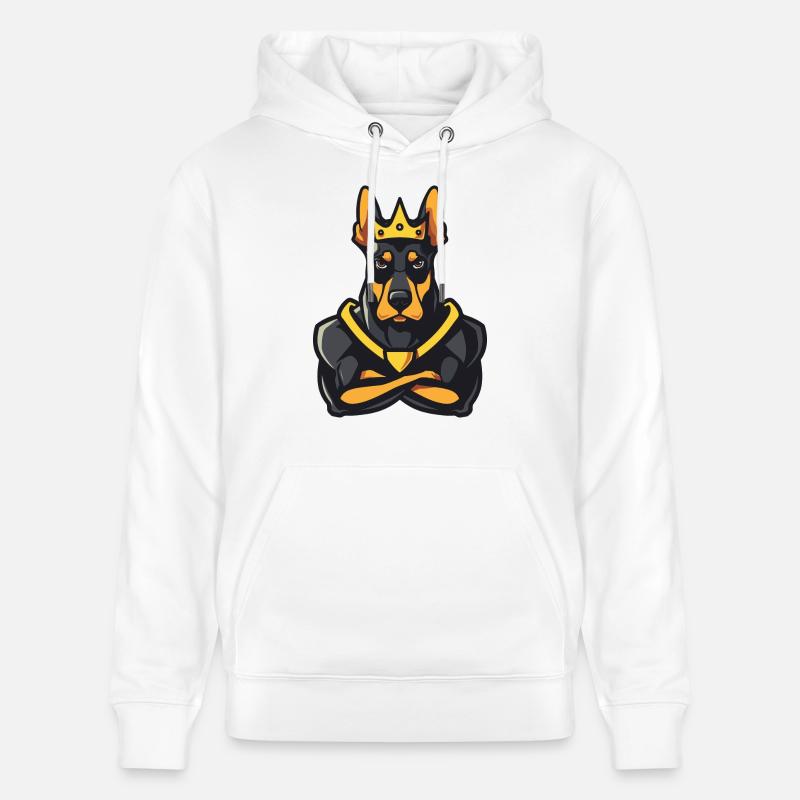 Dobermann Hund Comic Krone - Stanley/Stella Unisex Bio-Hoodie CRUISER  - Weiß