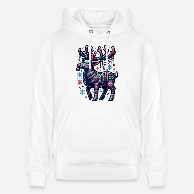 Cerf Moche Noël - Sweat à capuche bio CRUISER Stanley/Stella Unisexe - blanc