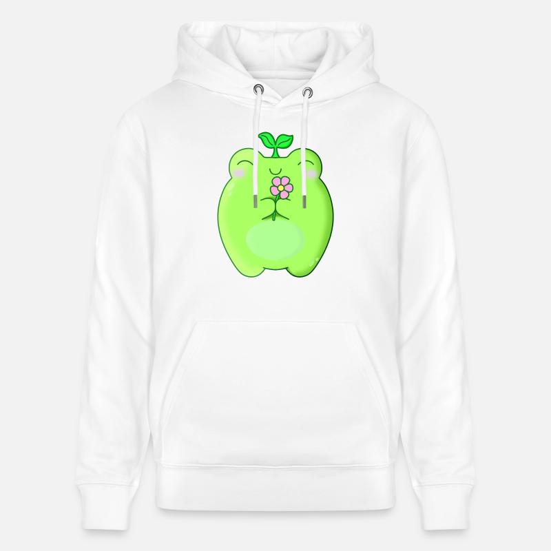 Grenouille mignonne kawaii avec fleur - Sweat à capuche bio CRUISER Stanley/Stella Unisexe - blanc