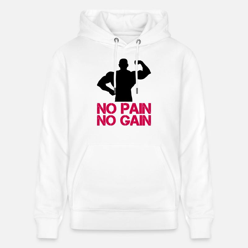 Gain de douleur Bodybuilder - Sweat à capuche bio CRUISER Stanley/Stella Unisexe - blanc