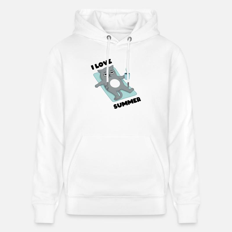 I love Summer - Cat Grumpy - Stanley/Stella Unisex Bio-Hoodie CRUISER  - Weiß