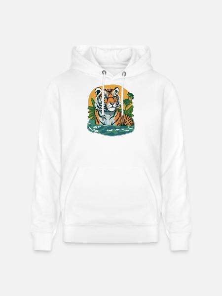 Tiger Print Jungle - Stanley/Stella CRUISER Unisex Organic Hoodie - white