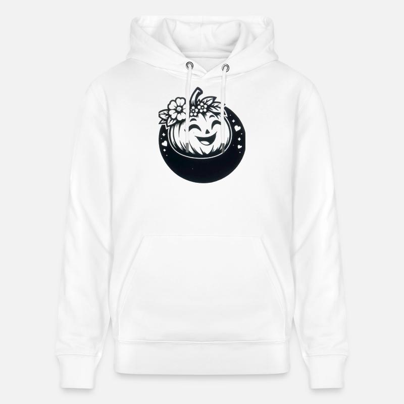citrouille amicale avec des fleurs - Sweat à capuche bio CRUISER Stanley/Stella Unisexe - blanc