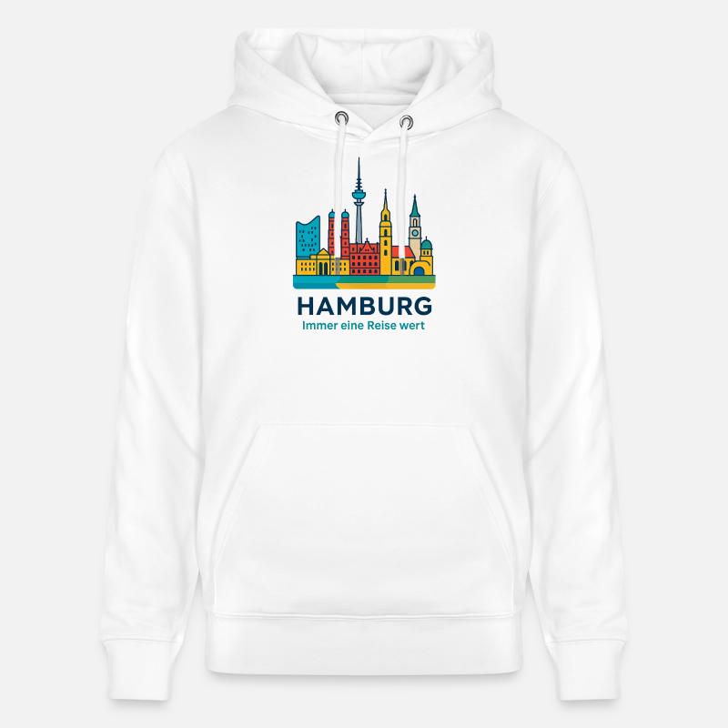 Silhouette de Hambourg Toujours à visiter - Sweat à capuche bio CRUISER Stanley/Stella Unisexe - blanc