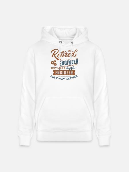 Retired engineer only way happier - Stanley/Stella CRUISER Unisex Organic Hoodie - white