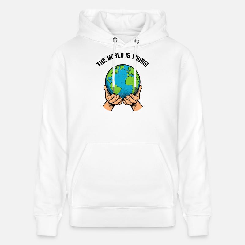Mains tenant la Terre – Responsabilité mondiale - Sweat à capuche bio CRUISER Stanley/Stella Unisexe - blanc