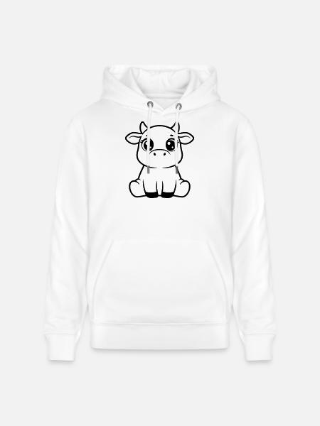 Sød kalvebaby ko, der passer Kawaii - Stanley/Stella CRUISER økologisk unisex-hoodie - hvid
