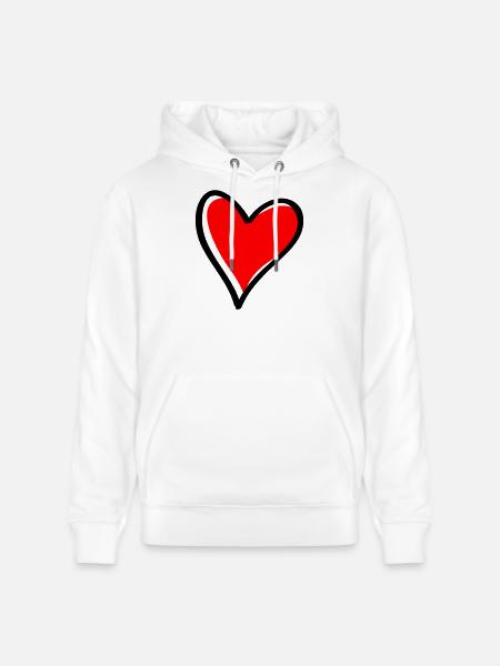 Red Heart Minimal Icon - Stanley/Stella CRUISER Unisex Organic Hoodie - white