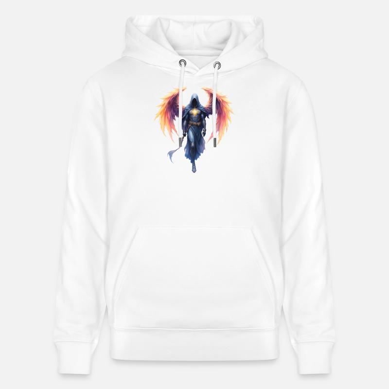 Guerrier Ailé de Feu Bleu - Sweat à capuche bio CRUISER Stanley/Stella Unisexe - blanc