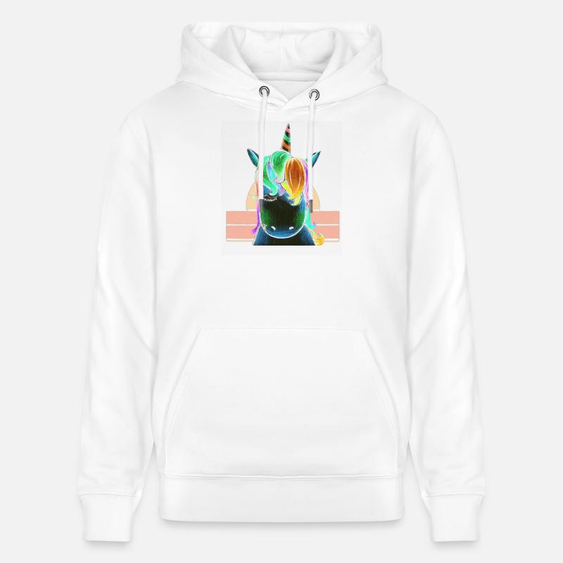 Regenbogen-Einhorn - Stanley/Stella Unisex Bio-Hoodie CRUISER  - Weiß