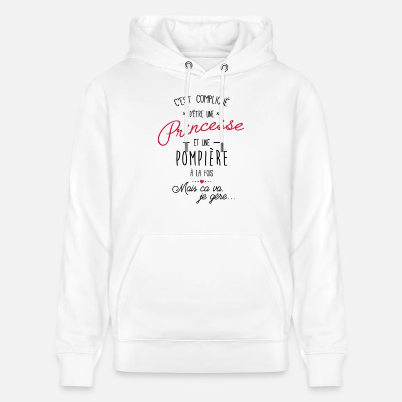 Princesse et pompière - pompier - Sweat à capuche bio CRUISER Stanley/Stella Unisexe - blanc