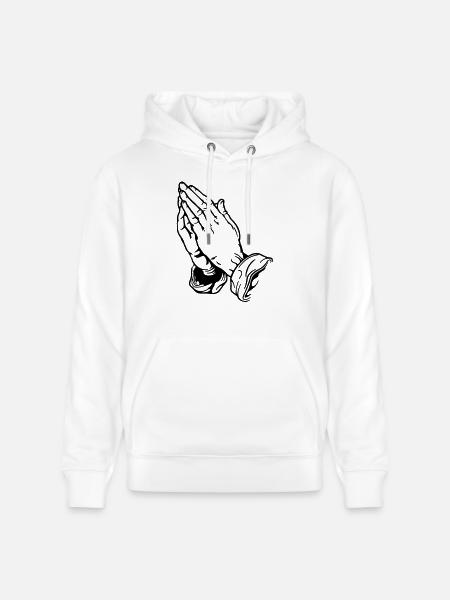 Mains de prière Mains de prière - Sweat à capuche bio CRUISER Stanley/Stella Unisexe - blanc