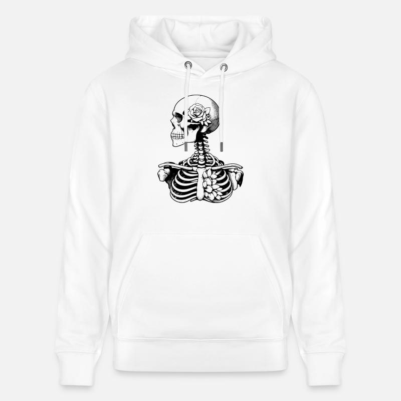 Squelette Fleurs - Sweat à capuche bio CRUISER Stanley/Stella Unisexe - blanc