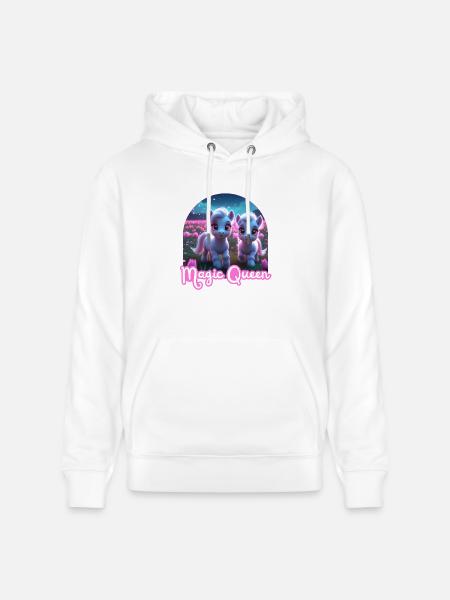 Two Cute Ponies - Magic Queen - Stanley/Stella CRUISER Unisex Organic Hoodie - white