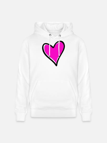 Bright Pink Heart Motif - Stanley/Stella CRUISER Unisex Organic Hoodie - white