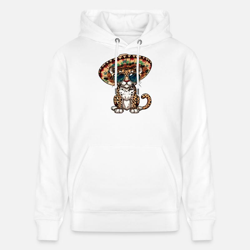 Leopard Comic Lustig Sombrero - Stanley/Stella Unisex Bio-Hoodie CRUISER - Weiß